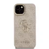 Husă spate Guess PU 4G cu logo metalic și cadru pentru cameră, roz, pentru iPhone 15