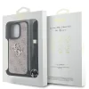 Husă spate Guess PU 4G cu logo metalic și curea crossbody pentru iPhone 15 Pro Max, roz
