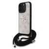 Husă spate Guess PU 4G cu logo metalic și curea crossbody pentru iPhone 15 Pro Max, roz