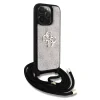 Husă spate Guess PU 4G cu logo metalic și curea crossbody pentru iPhone 15 Pro Max, roz