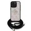 Husă spate Guess PU 4G cu logo metalic și curea crossbody pentru iPhone 15 Pro Max, roz