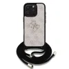 Husă spate Guess PU 4G cu logo metalic și curea crossbody pentru iPhone 16 Pro Max, roz