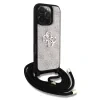 Husă spate Guess PU 4G cu logo metalic și curea crossbody pentru iPhone 16 Pro Max, roz