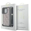 Husă spate Guess PU 4G cu logo metalic și curea crossbody pentru iPhone 16 Pro, roz