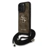Husă spate Guess PU 4G cu logo metalic, tip crossbody, maro, pentru iPhone 15 Pro Max
