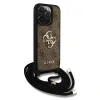 Husă spate Guess PU 4G cu logo metalic, tip crossbody, maro, pentru iPhone 15 Pro Max