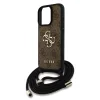 Husă spate Guess PU 4G cu logo metalic, tip crossbody, maro, pentru iPhone 15 Pro Max