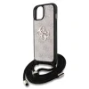 Husă spate Guess PU 4G cu logo metalic, tip crossbody, pentru iPhone 15, roz