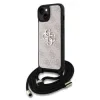 Husă spate Guess PU 4G cu logo metalic, tip crossbody, pentru iPhone 15, roz