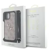 Husă spate Guess PU 4G cu logo metalic, tip crossbody, pentru iPhone 15, roz