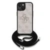 Husă spate Guess PU 4G cu logo metalic, tip crossbody, pentru iPhone 15, roz