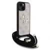 Husă spate Guess PU 4G cu logo metalic, tip crossbody, pentru iPhone 15, roz