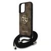 Husă spate Guess PU 4G cu logo metalic, tip crossbody, pentru iPhone 16, maro