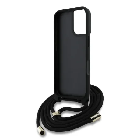 Husă spate Guess PU 4G cu logo metalic, tip crossbody, pentru iPhone 16, roz