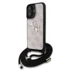 Husă spate Guess PU 4G cu logo metalic, tip crossbody, pentru iPhone 16, roz