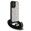 Husă spate Guess PU 4G cu logo metalic, tip crossbody, pentru iPhone 16, roz