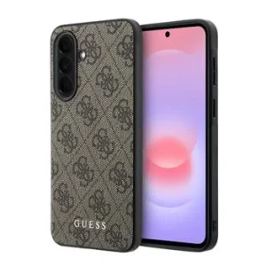 Husa spate Guess PU 4G Metal Classic Logo pentru Samsung Galaxy A37, maro