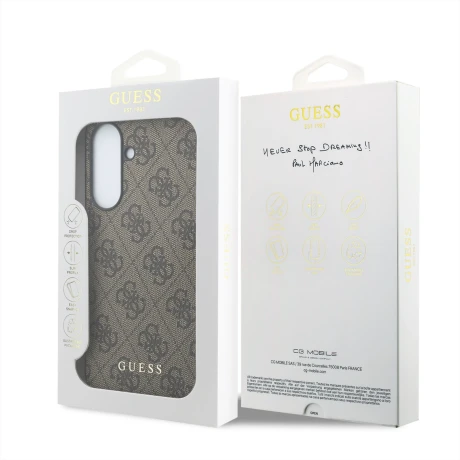 Husa spate Guess PU 4G Metal Classic Logo pentru Samsung Galaxy A37, maro