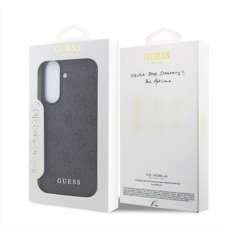 Husa spate Guess PU 4G Metal Classic Logo pentru Samsung Galaxy A57, gri