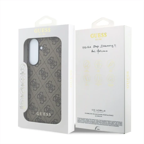 Husa spate Guess PU 4G Metal Classic Logo pentru Samsung Galaxy A57, maro