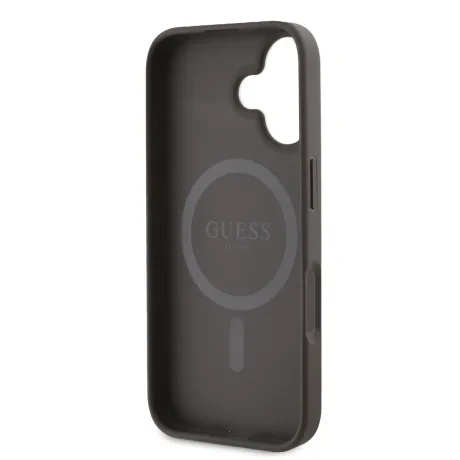 Husă spate Guess PU 4G Peony MagSafe pentru iPhone 16, maro