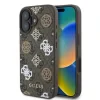 Husă spate Guess PU 4G Peony MagSafe pentru iPhone 16, maro