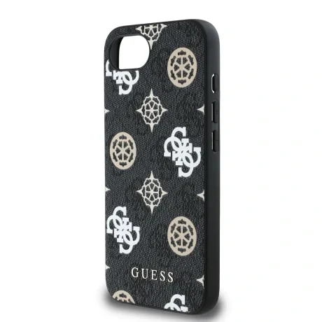 Husă spate Guess PU 4G Peony MagSafe pentru iPhone 16e/17e, neagră