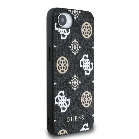 Husă spate Guess PU 4G Peony MagSafe pentru iPhone 16e/17e, neagră