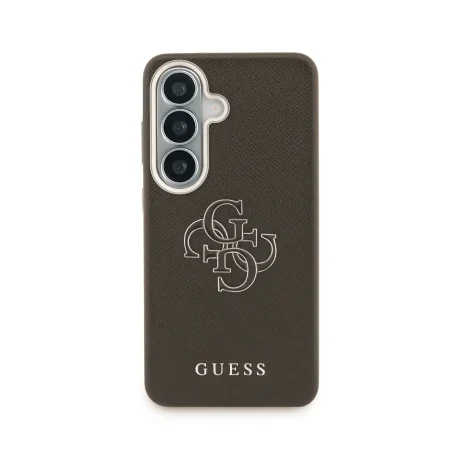 Husa spate Guess PU 4G Resin Metal Logo pentru Samsung Galaxy S26+ Maro