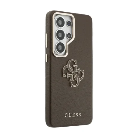 Husa spate Guess PU 4G Resin Metal Logo pentru Samsung Galaxy S26 Ultra, maro