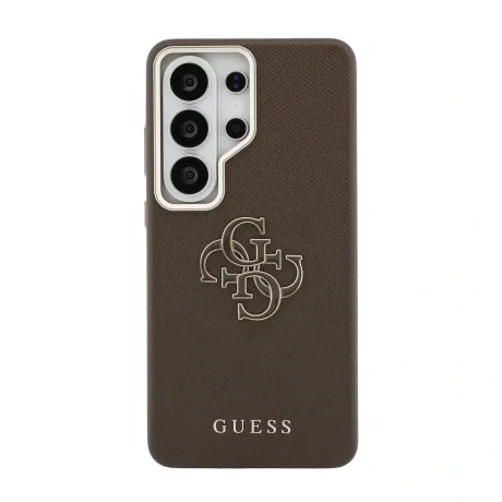 Husa spate Guess PU 4G Resin Metal Logo pentru Samsung Galaxy S26 Ultra, maro