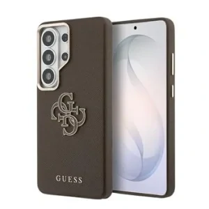 Husa spate Guess PU 4G Resin Metal Logo pentru Samsung Galaxy S26 Ultra, maro
