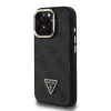 Husă spate Guess PU 4G Strass Triangle Logo Stand Camera Frame MagSafe pentru iPhone 15 Pro Max Negru