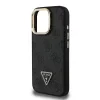 Husă spate Guess PU 4G Strass Triangle Logo Stand Camera Frame MagSafe pentru iPhone 15 Pro Max Negru