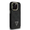 Husă spate Guess PU 4G Strass Triangle Logo Stand Camera Frame MagSafe pentru iPhone 15 Pro Max Negru