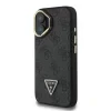 Husă spate Guess PU 4G Strass Triangle Logo Stand Camera Frame MagSafe pentru iPhone 16 Negru