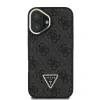 Husă spate Guess PU 4G Strass Triangle Logo Stand Camera Frame MagSafe pentru iPhone 16 Negru
