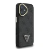 Husă spate Guess PU 4G Strass Triangle Logo Stand Camera Frame MagSafe pentru iPhone 16 Negru