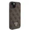 Husă spate Guess PU 4G Strass Triangle Metal Logo + curea crossbody pentru iPhone 15 Plus, maro