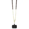 Husă spate Guess PU 4G Strass Triangle Metal Logo + curea crossbody pentru iPhone 15 Plus, maro
