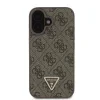 Husă spate Guess PU 4G Strass Triangle Metal Logo + curea crossbody pentru iPhone 16, maro