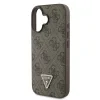 Husă spate Guess PU 4G Strass Triangle Metal Logo + curea crossbody pentru iPhone 16, maro