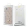 Husa spate Guess PU 4G Strass Triangle Metal Logo pentru iPhone 16e/17e, roz
