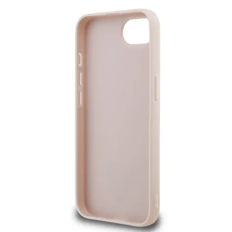 Husa spate Guess PU 4G Strass Triangle Metal Logo pentru iPhone 16e/17e, roz