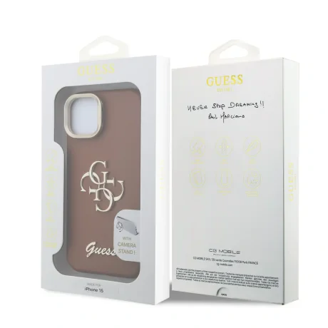 Husă spate Guess PU cu logo 4G, cadru foto, pentru iPhone 13, maro