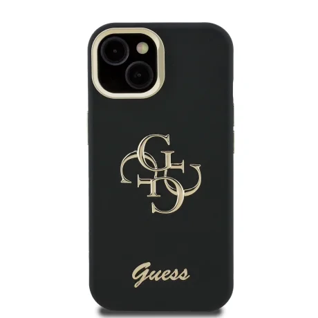 Husă spate Guess PU cu logo 4G, cadru foto, pentru iPhone 13, neagră