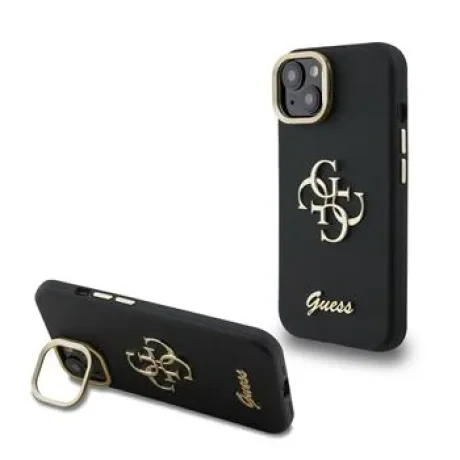 Husă spate Guess PU cu logo 4G, cadru foto, pentru iPhone 13, neagră