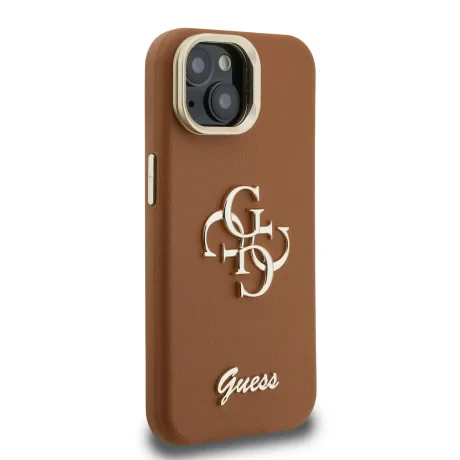 Husă spate Guess PU cu logo 4G, cadru foto, pentru iPhone 14, maro