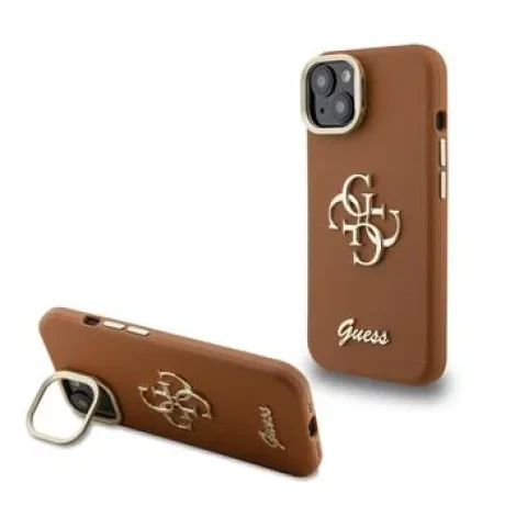 Husă spate Guess PU cu logo 4G, cadru foto, pentru iPhone 14, maro