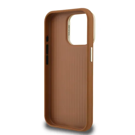 Husă spate Guess PU cu logo 4G, cadru foto, pentru iPhone 15 Pro, maro